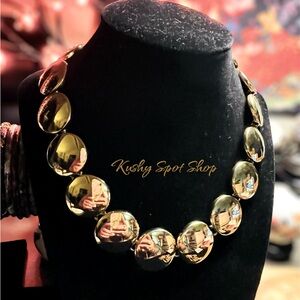 Vintage Signed AK GOLD DISCS Choker Necklace ✨✨📿✨✨ Stunning 😍 Toggle Clasp 18”